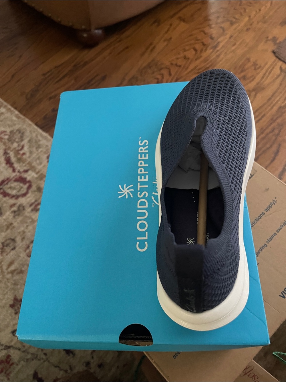 Cloudsteppers by Clarks Navy Knit Slip-On Sneakers with White Sole